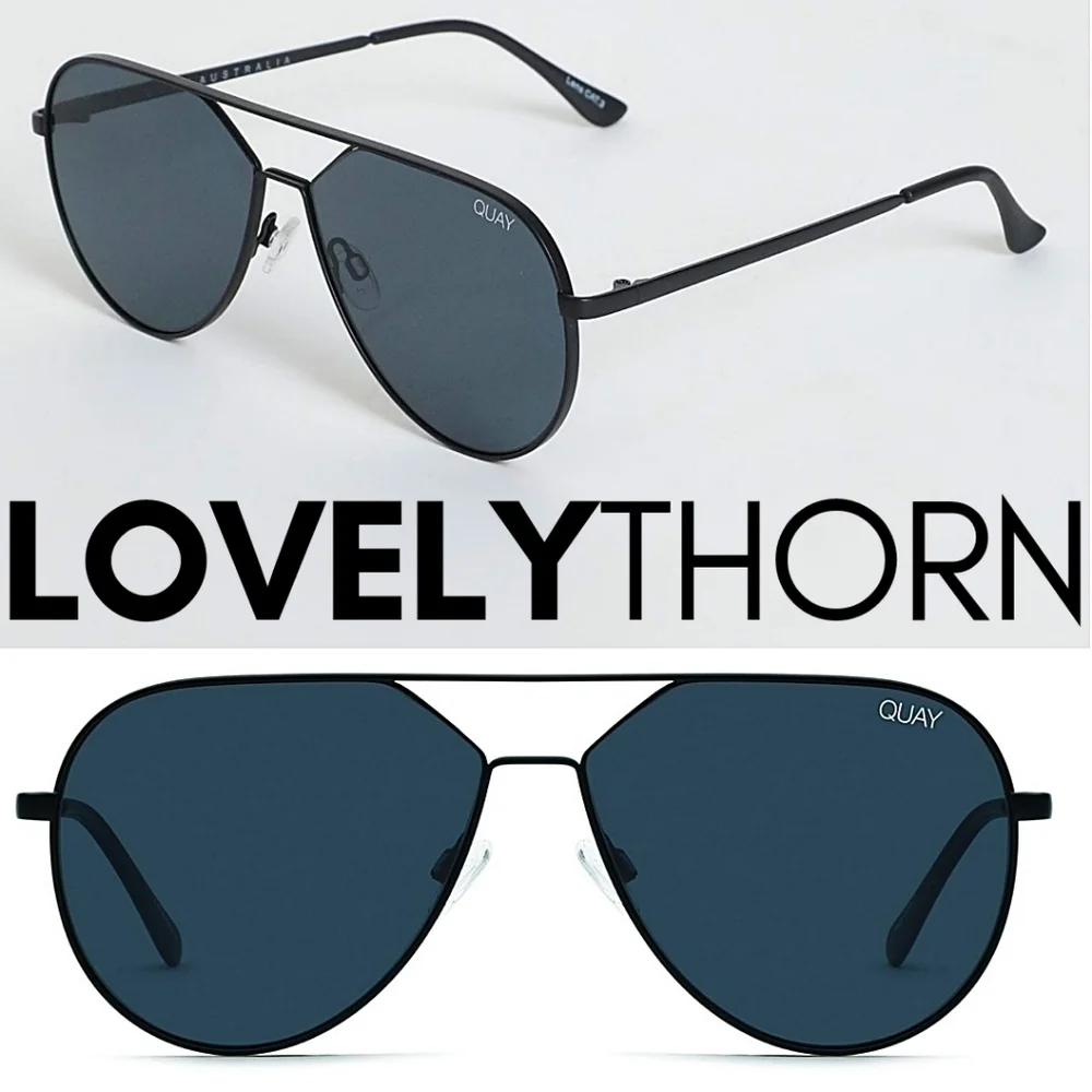 QUAY // ltd ed lizzo collaboration black metal frame black smoke lens aviators